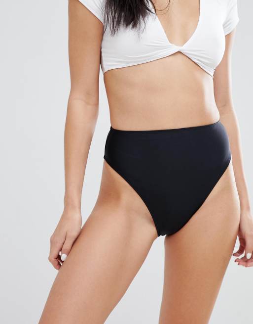 ASOS DESIGN - Sorte højtaljede bikinitrusser med høj benskæring, 3 af 4