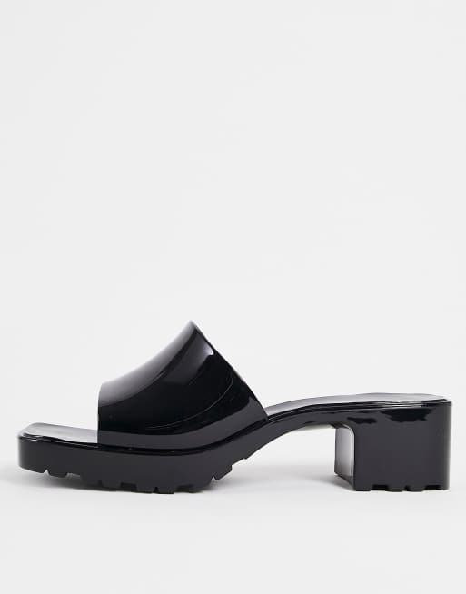 ASOS DESIGN - Sorte jelly-mules med hæl