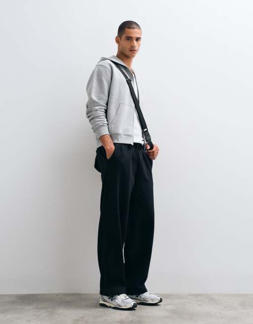 ASOS DESIGN - Sorte joggingbukser med brede ben og plisseringer, 2 af 5
