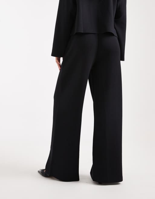 ASOS DESIGN - Sorte joggingbukser med vide ben i blød cupro, 3 af 5
