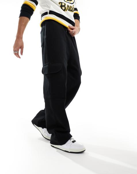 ASOS DESIGN - Sorte joggingbukser med vide ben og utility-detaljer i kraftig kvalitet - view 1