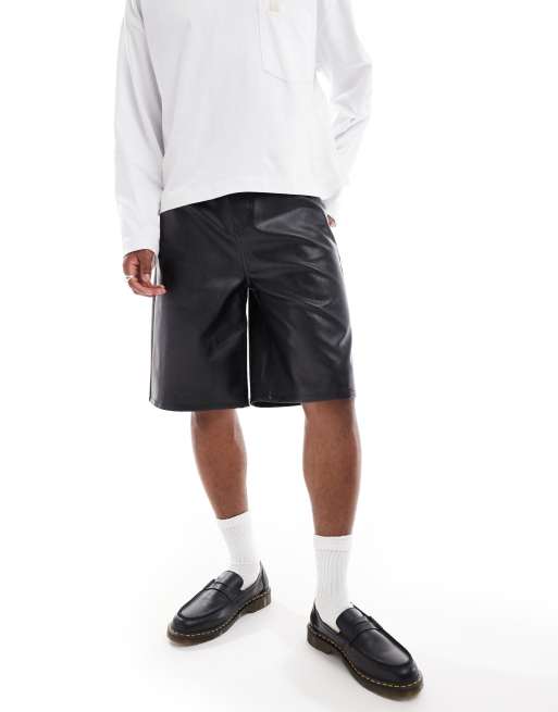 ASOS DESIGN - Sorte jorts i imiteret læder