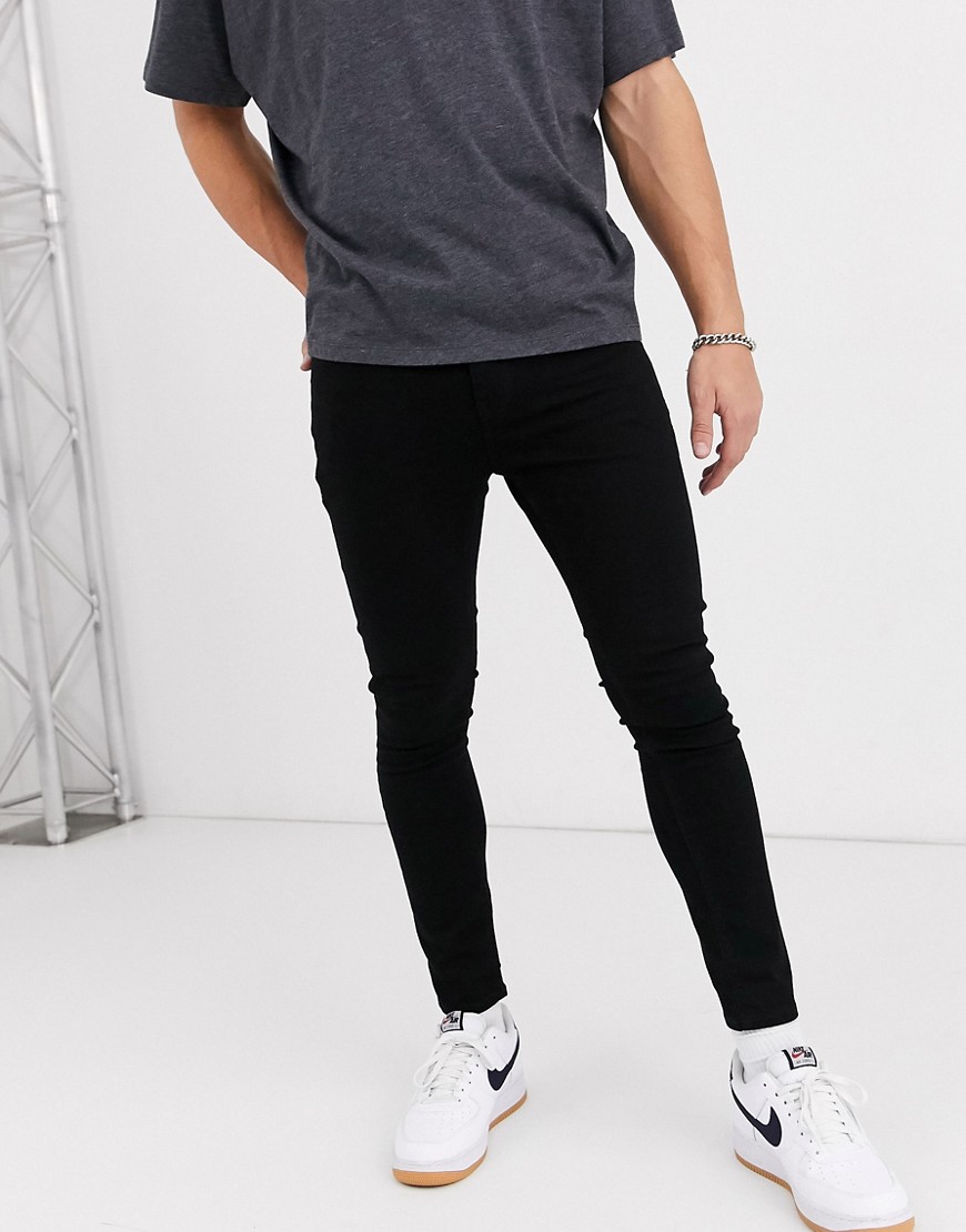 ASOS DESIGN — Sorte korte jeans med ekstra smal pasform