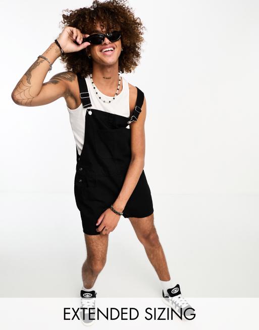 ASOS DESIGN - Sorte korte overalls i denim