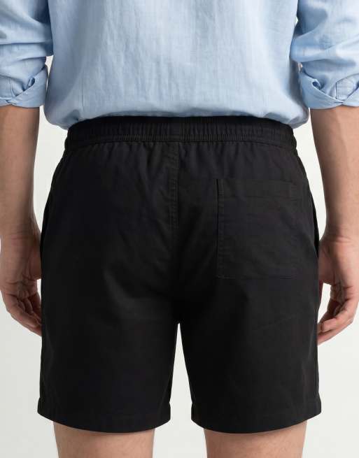 ASOS DESIGN - Sorte korte shorts i hørblanding, 4 af 5