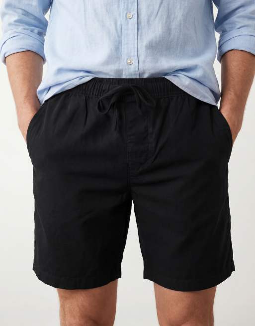 ASOS DESIGN - Sorte korte shorts i hørblanding, 5 af 5
