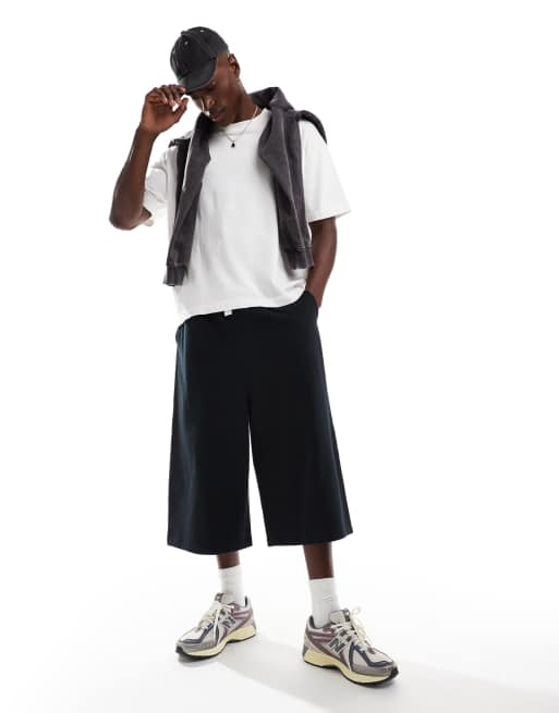 ASOS DESIGN - Sorte lange jorts i bomuld