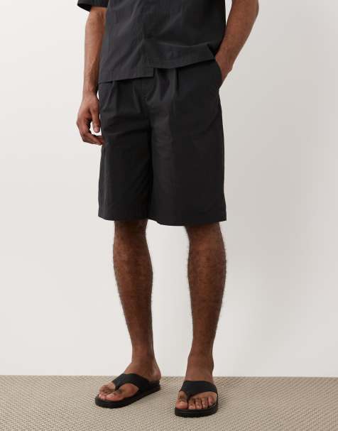 ASOS DESIGN - Sorte lange jorts i tech-stof - Del af sæt - view 1