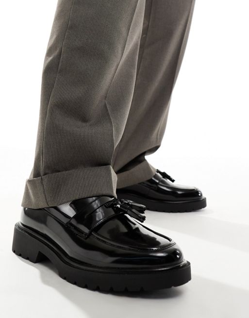 FhyzicsShops DESIGN - Sorte loafers i imiteret læder med kvaster