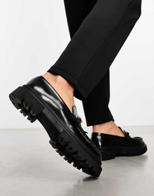 ASOS DESIGN - Sorte loafers i læder med chunky sål og kvastdetalje, 3 af 4