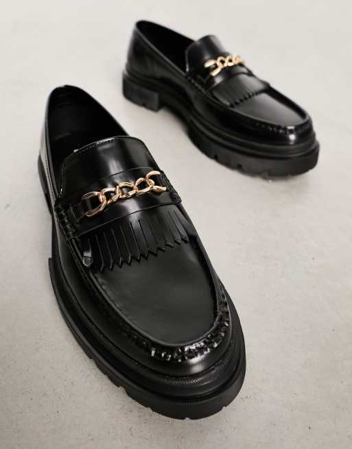 ASOS DESIGN - Sorte loafers i læder med chunky sål og kvastdetalje, 4 af 4