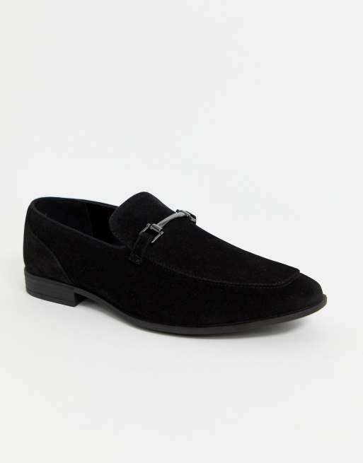 ASOS DESIGN - Sorte loafers i sort imiteret ruskind med Wide Fit og spænde, 3 af 4