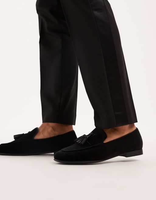 ASOS DESIGN - Sorte loafers i velour med kvaster, 2 af 4