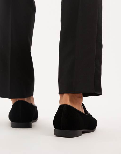 ASOS DESIGN - Sorte loafers i velour med kvaster, 3 af 4