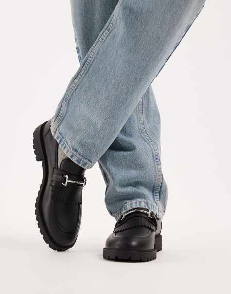 ASOS DESIGN - Sorte loafers med frynsedetalje og rillet sål - view 1