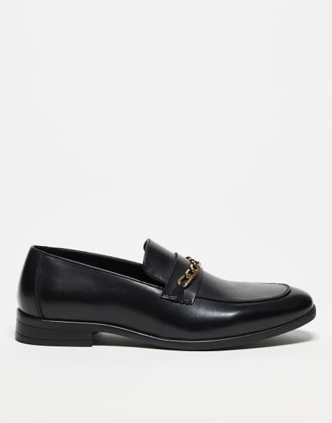 ASOS DESIGN - Sorte loafers med guldfarvet kæde - view 1