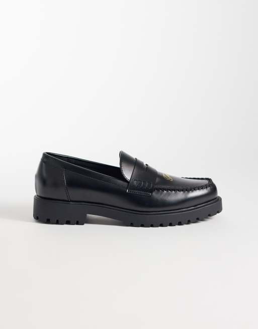 ASOS DESIGN - Sorte loafers med præget tekst og rillet sål, 2 af 4