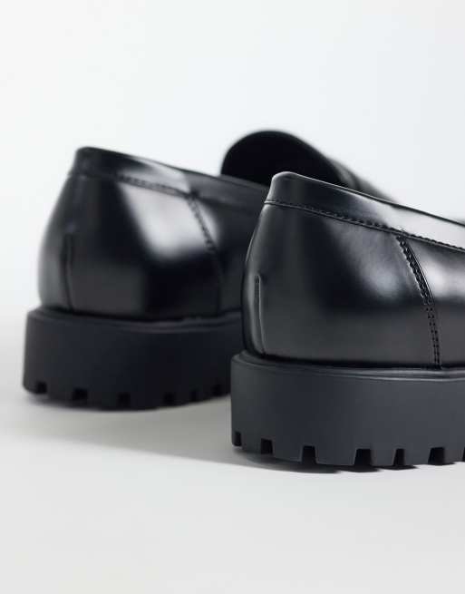 ASOS DESIGN - Sorte loafers med præget tekst og rillet sål, 3 af 4