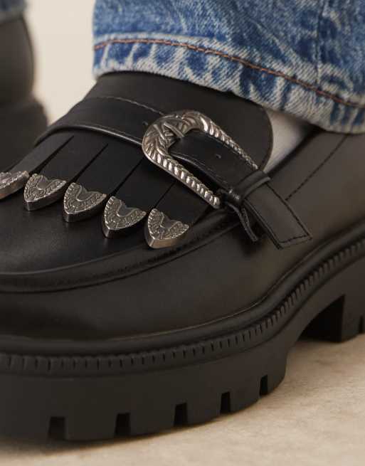 ASOS DESIGN - Sorte loafers med westernspænde, 3 af 4