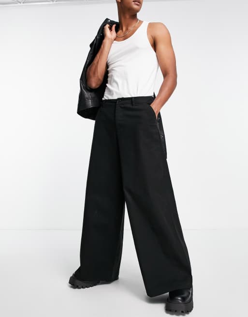 ASOS DESIGN - Sorte løstsiddende chinos