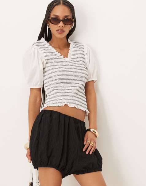 ASOS DESIGN - Sorte mamelukker med teksturerede striber - view 1