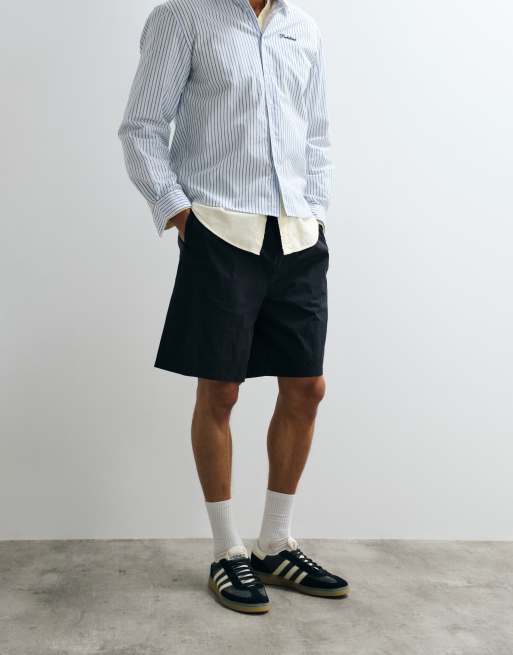 ASOS DESIGN - Sorte mellemlange jorts i nylon med bælte, 3 af 9