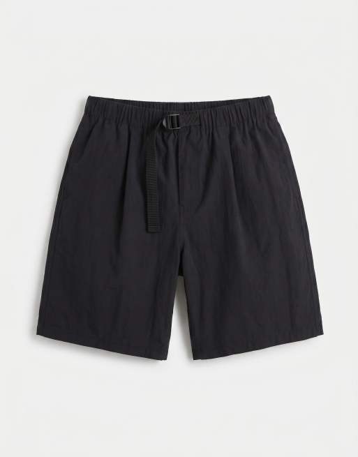 ASOS DESIGN - Sorte mellemlange jorts i nylon med bælte, 6 af 9