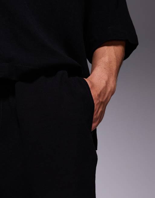ASOS DESIGN - Sorte mellemlange shorts i hørblanding, 3 af 5