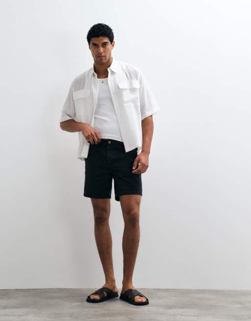 ASOS DESIGN - Sorte mellemlange slim fit-chinoshorts, 2 af 5