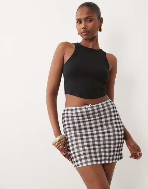 ASOS DESIGN - Sorte minishorts i gennemsigtig mesh med gingham-tern - view 1