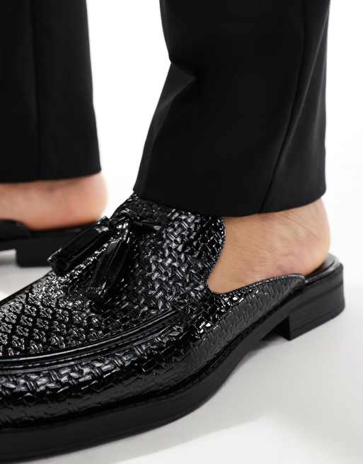 ASOS DESIGN - Sorte mule-loafers i patentlæder med flettet detalje, 2 af 4