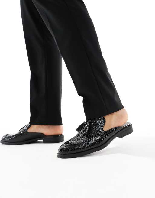 ASOS DESIGN - Sorte mule-loafers i patentlæder med flettet detalje, 3 af 4