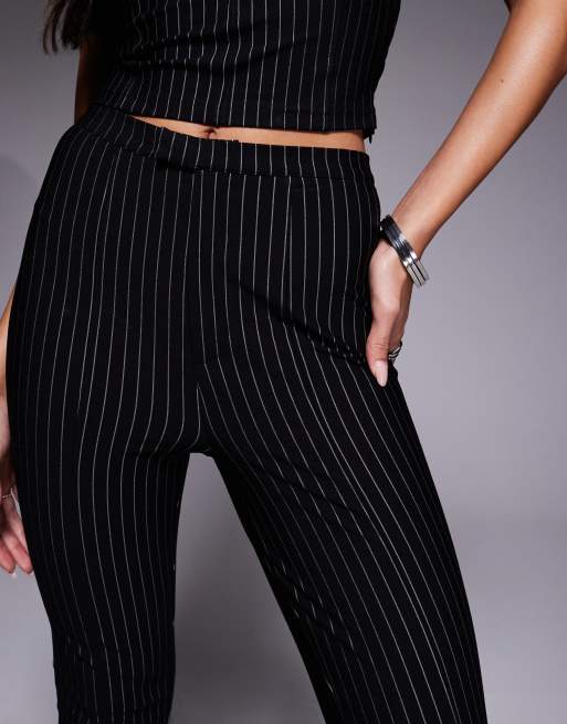 ASOS DESIGN - Sorte nålestribede skræddersyede slim bukser med svaj - Del af sæt, 5 af 5