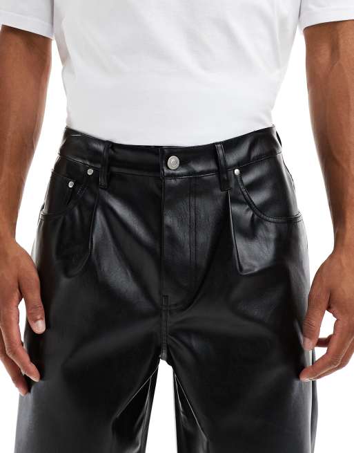 ASOS DESIGN - Sorte og baggy bukser i imiteret læder, 4 af 5