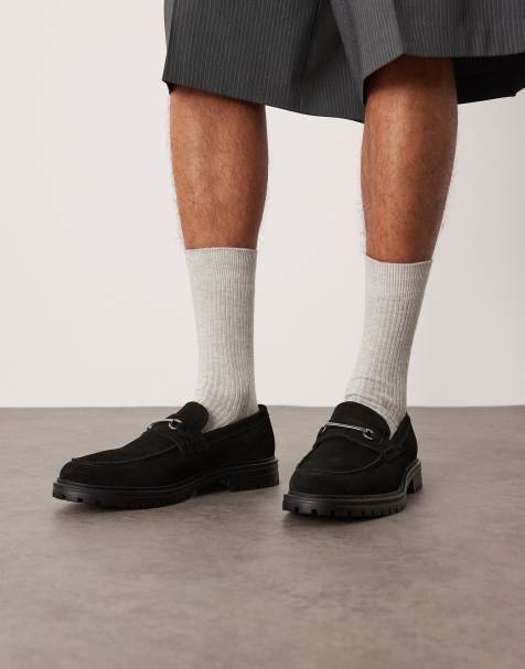 ASOS DESIGN - Sorte og chunky loafers i ruskind med bidsel - view 1