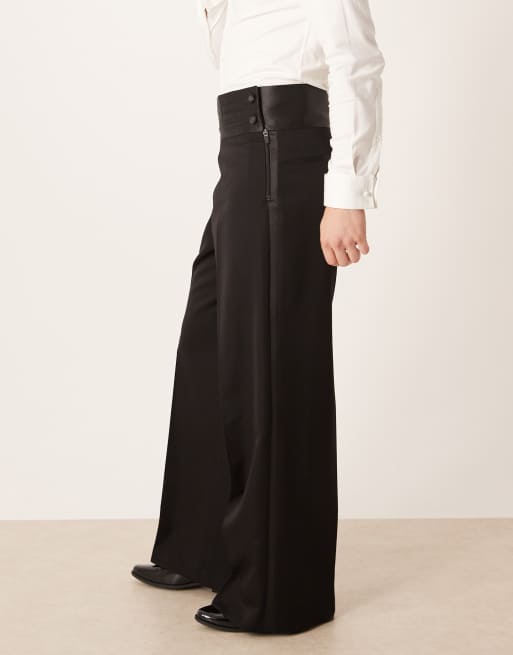 ASOS DESIGN - Sorte og elegante bukser med løse ben og skærftalje, 3 af 5
