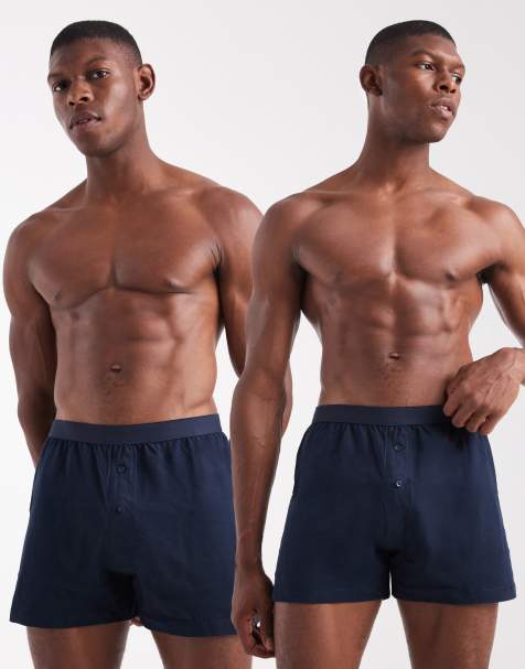 ASOS DESIGN - Sorte og marineblå boksershorts i pakke med 2 par - view 1