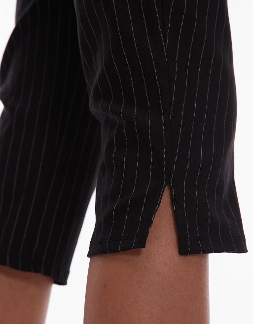 ASOS DESIGN - Sorte og nålestribede capri-bukser med sideslidser i bengalin, 5 af 5