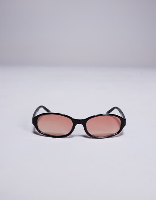 ASOS DESIGN - Sorte ovale solbriller med lyserøde glas  , 2 af 3