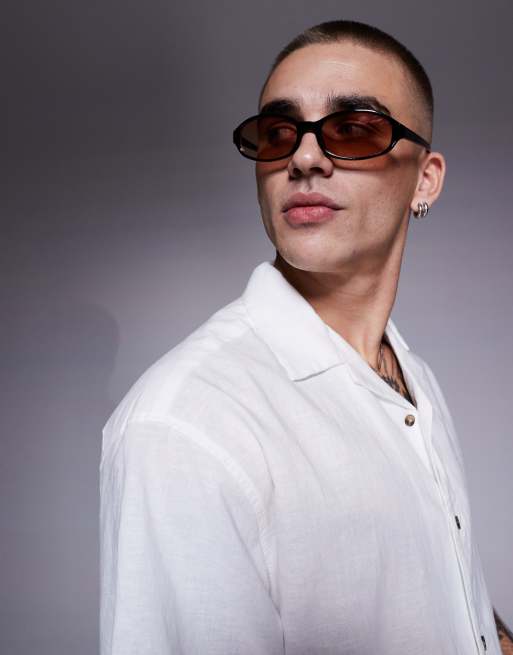 ASOS DESIGN - Sorte ovale solbriller med lyserøde glas  , 3 af 3