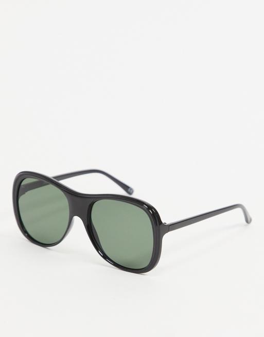 ASOS DESIGN - Sorte oversized aviator-solbriller i plastik - BLACK