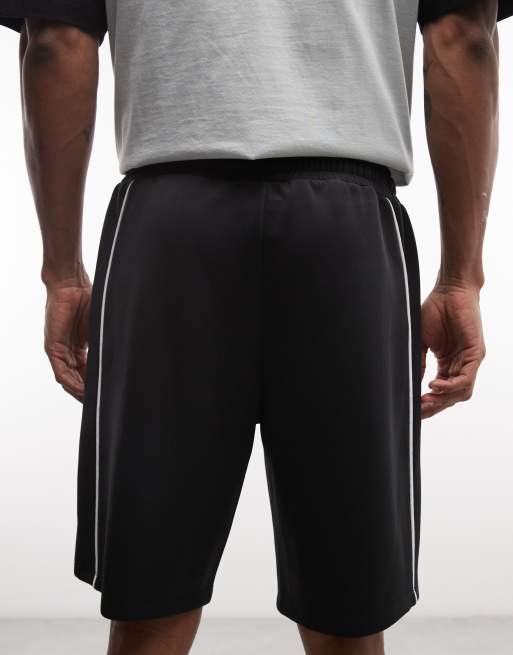 ASOS DESIGN - Sorte oversized jerseyshorts med kantstreger i scuba-lignende stof, 5 af 5
