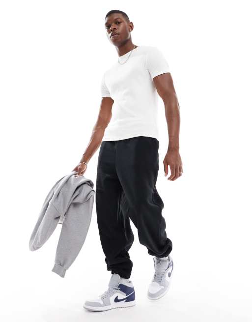 ASOS DESIGN - Sorte oversized joggingbukser i fleece