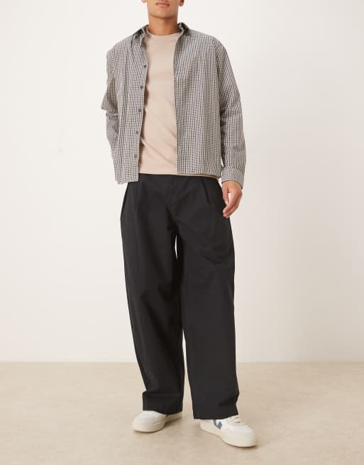 ASOS DESIGN - Sorte oversized posede bukser med læg, 2 af 5