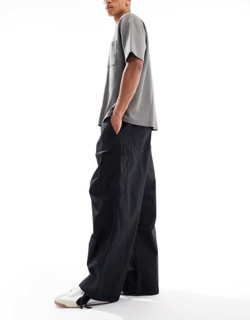 ASOS DESIGN - Sorte oversized posede cargobukser i ripstop, 3 af 5