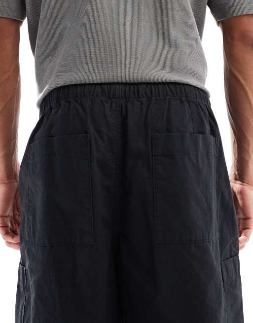 ASOS DESIGN - Sorte oversized posede cargobukser i ripstop, 5 af 5