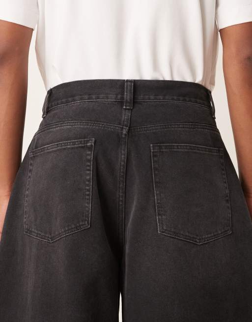 ASOS DESIGN oversized baggy jeans with pleats in black wash (Part of a set)