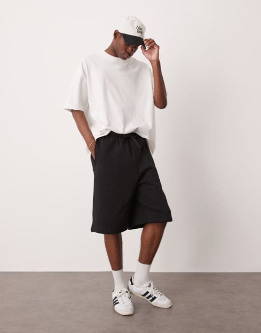 ASOS DESIGN - Sorte oversized shorts i kraftigt stof