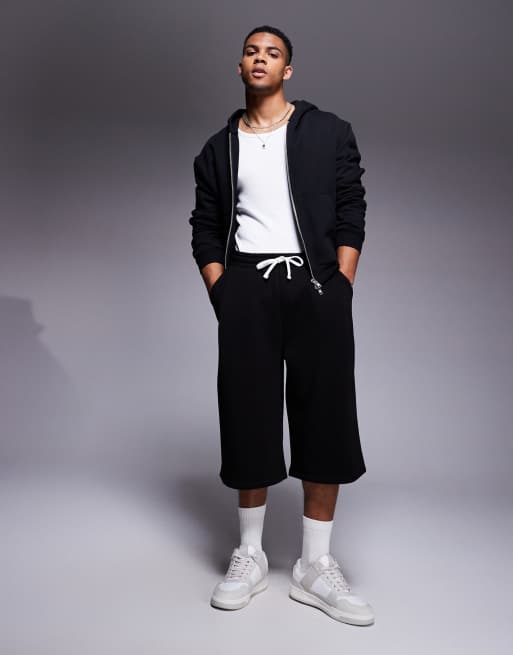 ASOS DESIGN - Sorte oversized shorts i længere længde