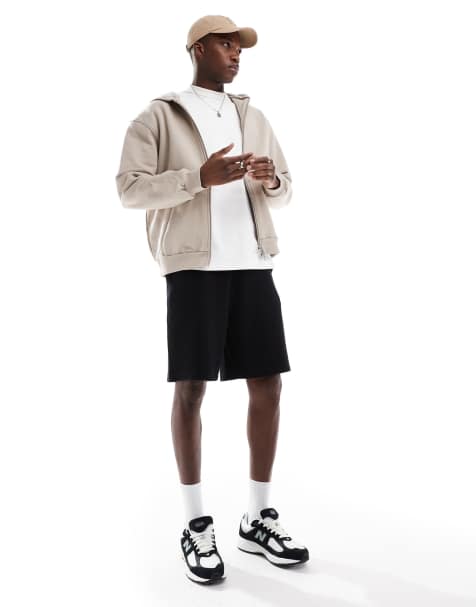 ASOS DESIGN - Sorte oversized shorts med vaffeltekstur - view 1